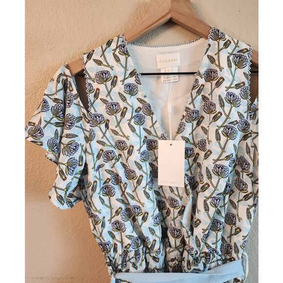 Anthropologie Foxiedox NWT Blue Lexie Cold Shoulder Wrap Dress SZ Small - Picture 4 of 10